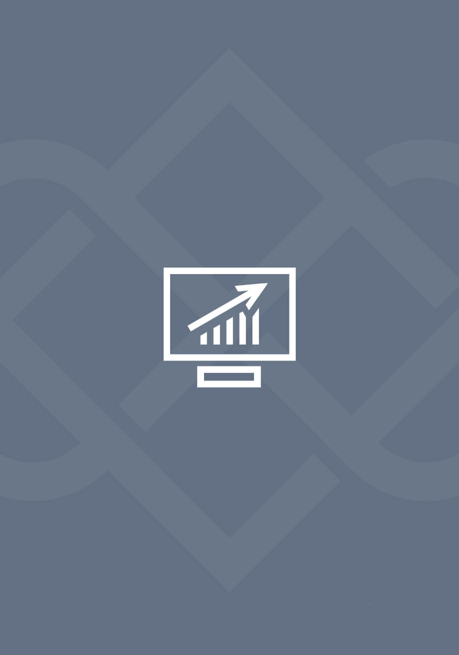 icon with a shape of a computer showing the market going up