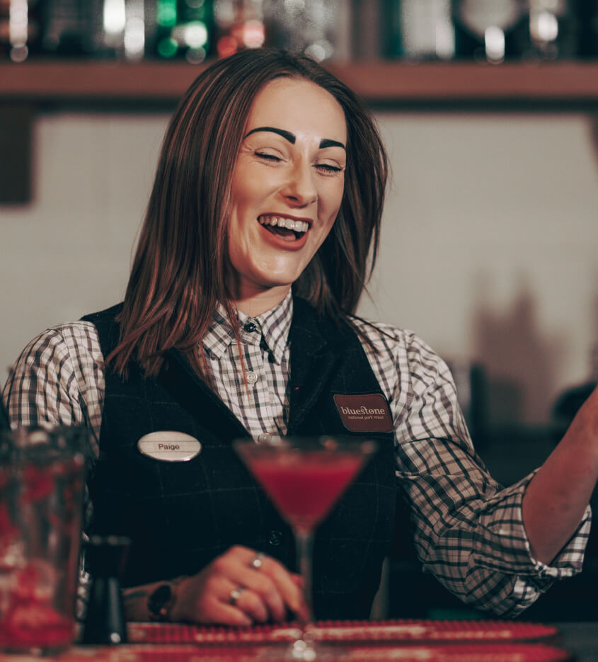 Bartender smiling