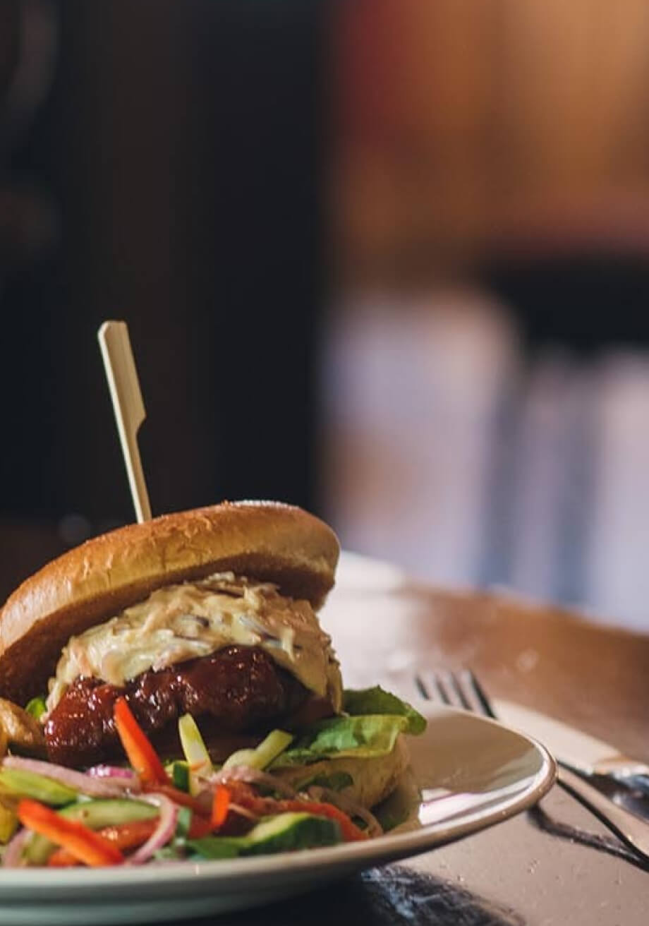 Hamburger in the plate