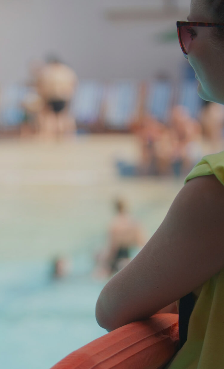 Lifeguard looking to the pool