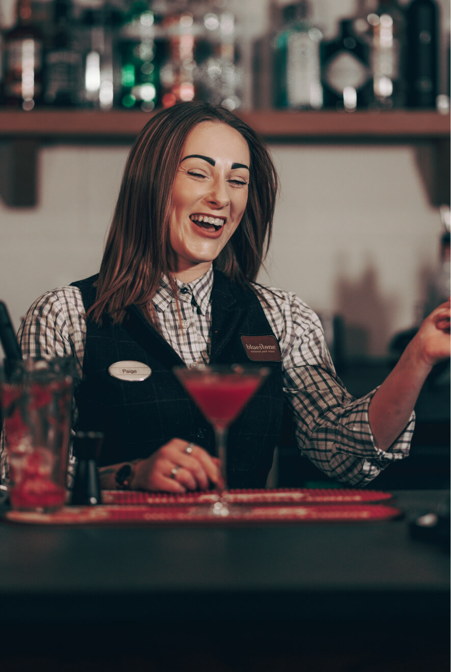 Bartender smiling