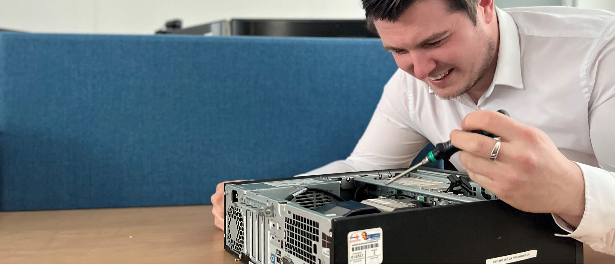 Man reparing a computer