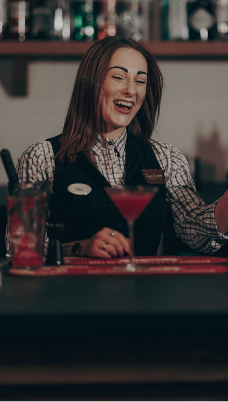 Bartender smiling